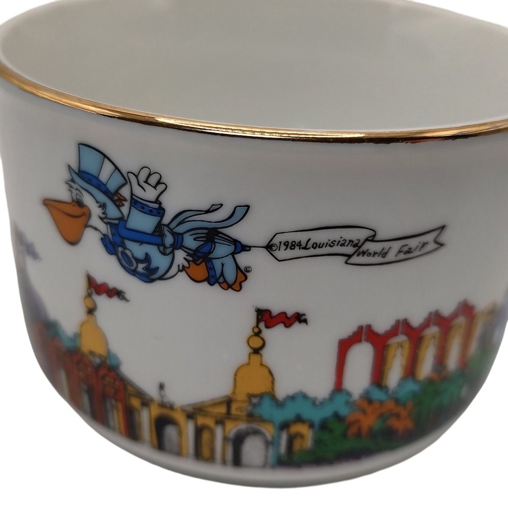 1984 Louisiana World Fair‎ Mug Coffee Cup Exposition Gold Rim Soup Twelve Ounce